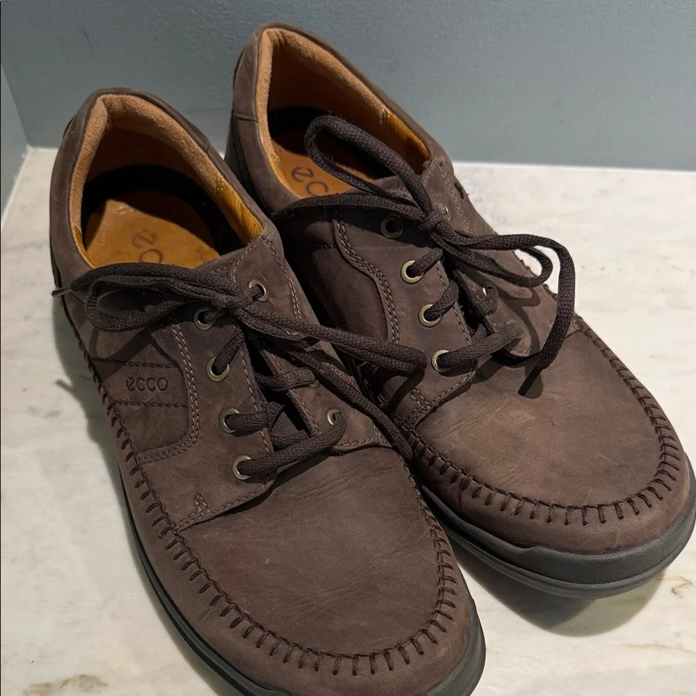 ECCO Oxford Lace Up Moc Toe Low Top Casual Shoes, size 46